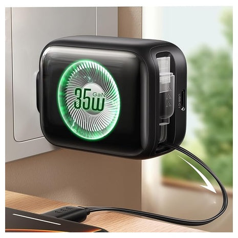 35W USB C Retractable Dual Port Fast Charger