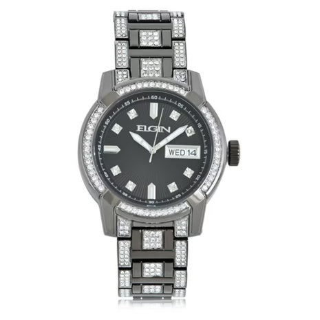 Elgin Adult Mens Analog Alloy Gunmetal 52mm Wristwatch