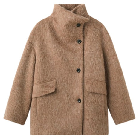 Women's Wool Blend Funnel Neck Coat