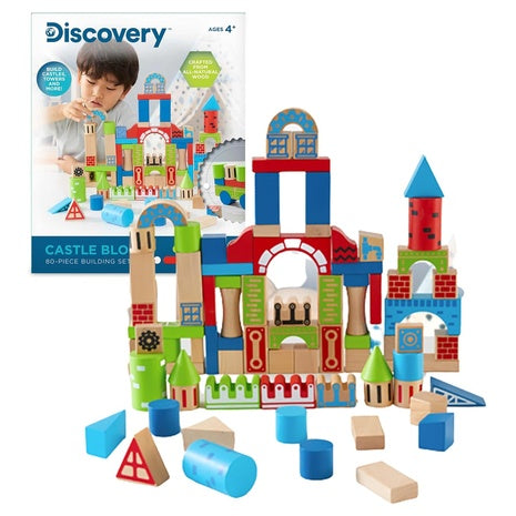 80-Piece Discovery Wood Castle Building Blocks Set