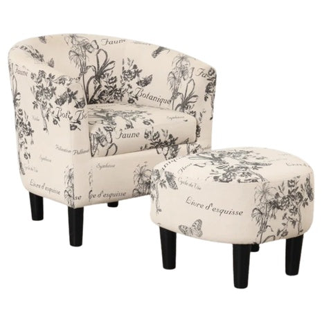 26" W Stylish Soft Breathable Upholstered Barrel Chair & Ottoman