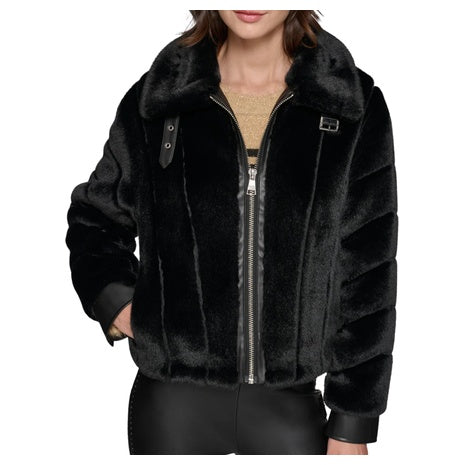 Channel Faux Mink PU Bomber