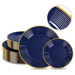 100 Blue and Gold Plastic Plates
