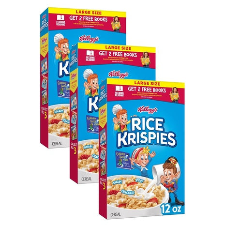 3 Large Boxes Rice Krispies Breakfast Cereal