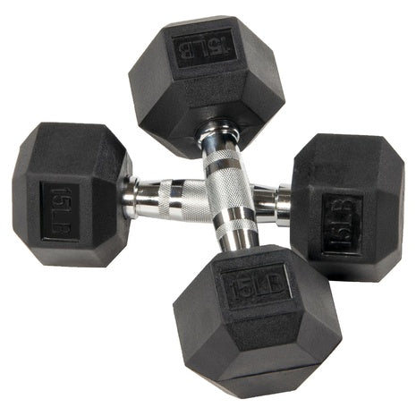 BalanceFrom Rubber Encased Hex Dumbbells, 15 lbs Pair