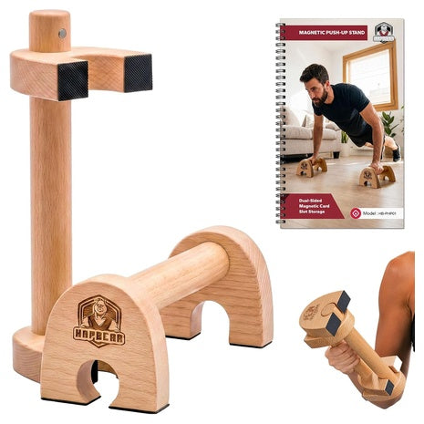 HAPBEAR Magnetic Wood Push Up Bars