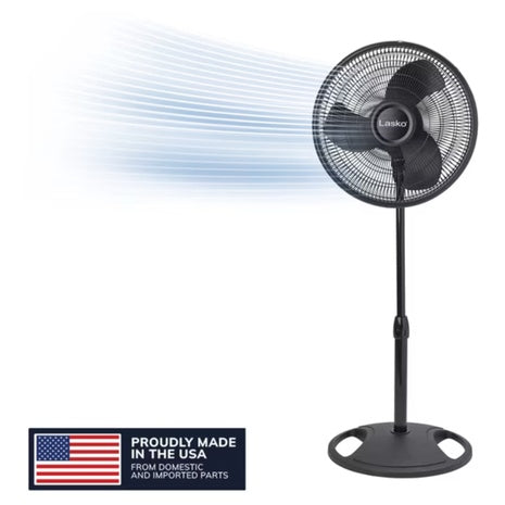 16" Lasko Oscillating Adjustable Pedestal Fan With 3-Speeds