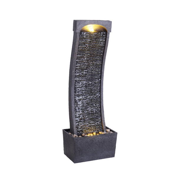 Curved Waterfall Fountain with LED Lights