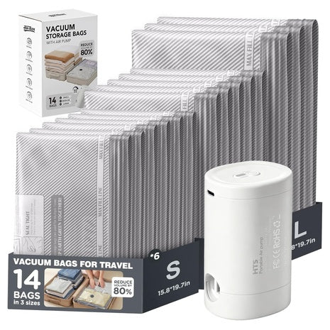 14-Piece Vacuum Seal Bags with Rechargeable Electric Pump