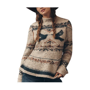 Mock-Neck Bird Sweater