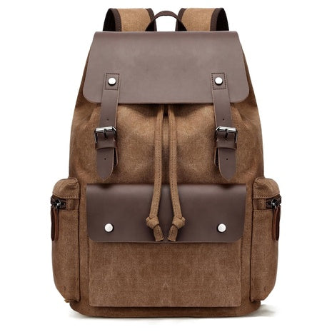 Unisex 16" Retro Canvas & Leather Laptop Backpack