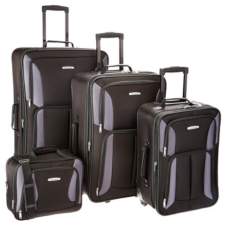 4-Piece Rockland Journey Softside Upright Luggage Set (14" Tote/19"/24"/28")