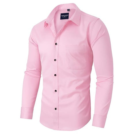 Men's Long Sleeve Solid Button Down Stretch Shirts