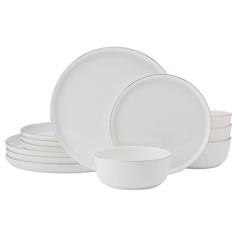 Mikasa Samantha Gold Bone China Chip Resistant 12 Piece Dinnerware Set