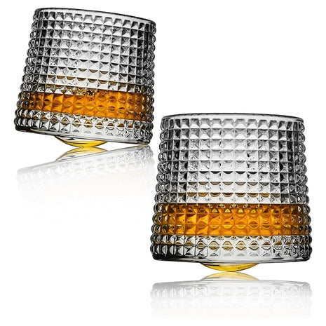 2 Spinning Whiskey Glasses