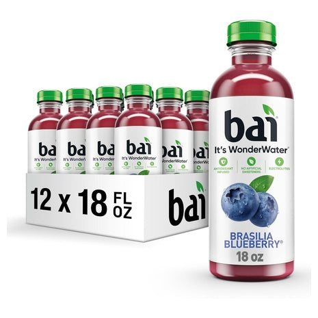 12 Bottles Of Bai Antioxidant Brasilia Blueberry Infused Water Bottles