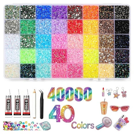 40,000-Piece 40-Color Jelly Rhinestones Kit