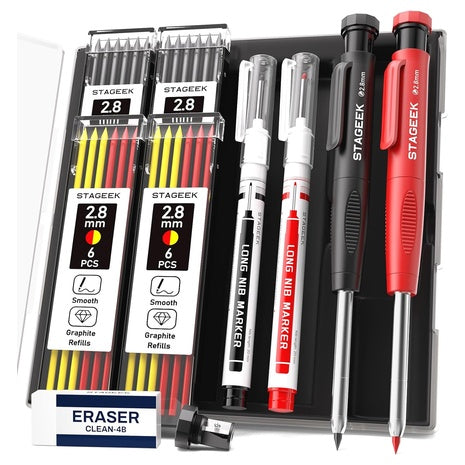 2 Carpenter Mechanical Pencils with Sharpener & Refills