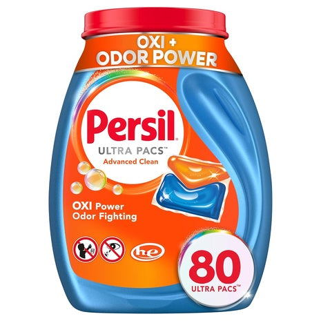 80 Persil Advanced Clean Oxi+Odor Power Laundry Detergent Ultra Pacs