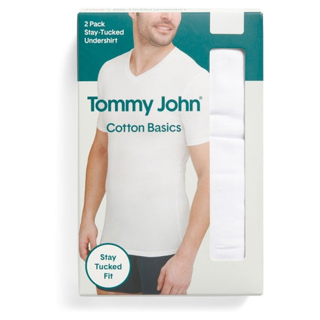 2 Tommy John V-Neck Stay Tucked Undershirts