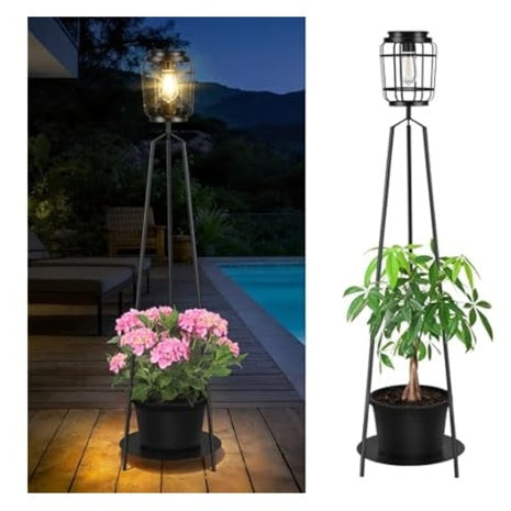 40.75" Towponics Outdoor Floor Lamp With Planter Stand