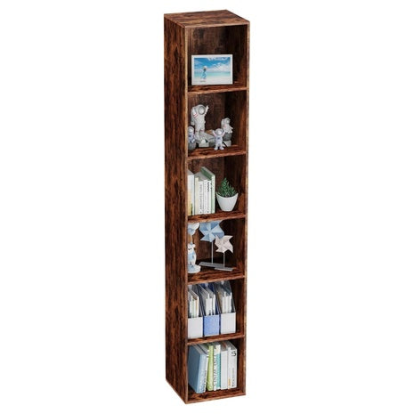 Nestwise 6 Tier Open Tall Narrow Floor Standing Bookcase