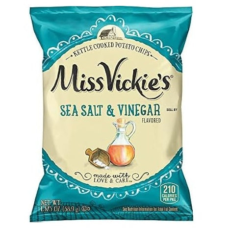 64 Snack Bags Miss Vickie's Sea Salt & Vinegar Kettle Chips (OU-D)