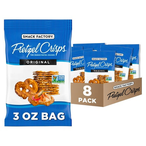 8 Bags Snack Factory Pretzel Crisps (3oz)