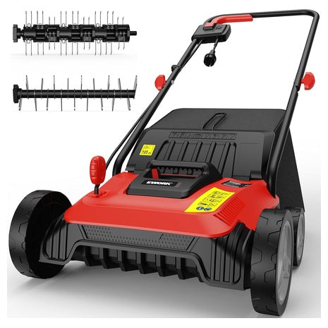 Ework 14" 12 Amp Electric Lawn Dethatcher & Scarifier