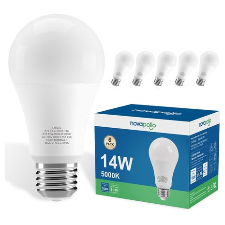 6 A19 100W Equivalent Dimmable LED Light Bulbs