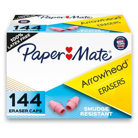 144 Paper Mate Arrowhead Pink Pearl Cap Erasers
