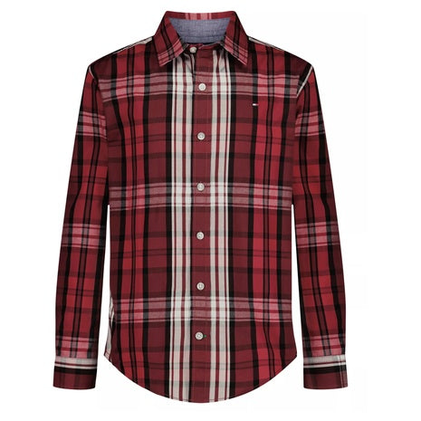 Tommy Hilfiger Boys' Plaid Long Sleeve Shirt