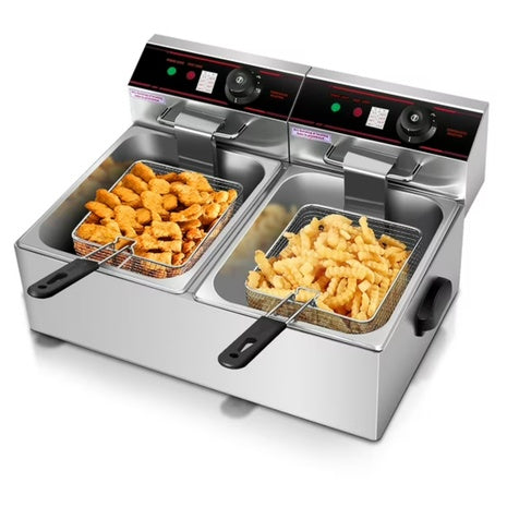 Costway 3400W Electric Countertop Deep Fryer Dual Tank