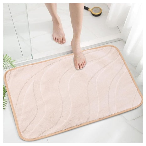 2 Wave White Non-Slip Bathroom Mats