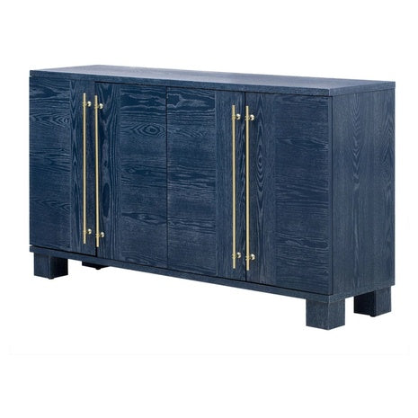 Wood Traditional Style Sideboard With Adjustable Shelves & Gold Handles