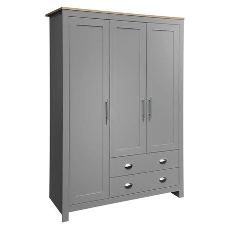 Nestfair 47.2" Wardrobe With 3-Doors, 2-Drawers, And 2-Hanging Rods