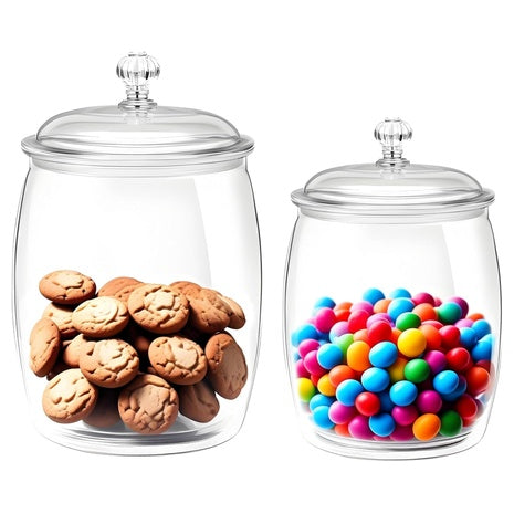 2 Plastic Cookie Jars with Airtight Lids