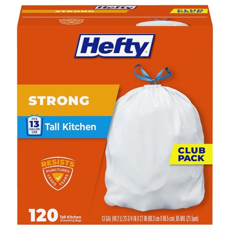 120 Hefty 13 Gallon Kitchen Trash Bags