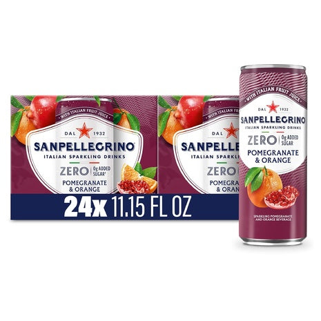24 Cans Sanpellegrino Zero Added Sugar Pomegranate & Orange Sparkling