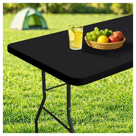 6-Foot Homing Waterproof Elastic Fitted Tablecloth (Black)