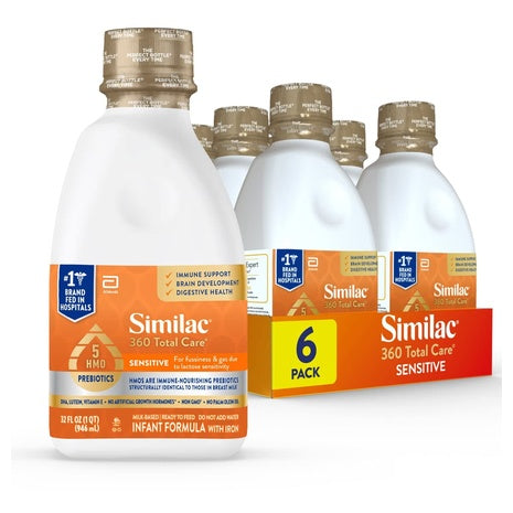 6-Pack Similac 360 Total Care Sensitive Ready-To-Feed Formula (OU-D, 32oz)