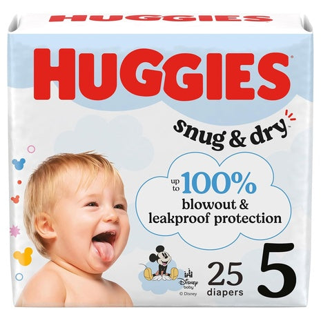 25 Huggies Size 5 Snug & Dry Baby Diapers
