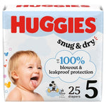 25 Huggies Size 5 Snug & Dry Baby Diapers