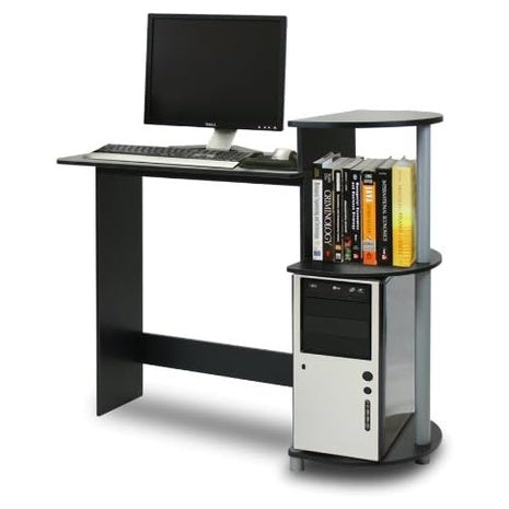 Furinno 28.5" Compact Gaming Desk With Shelves