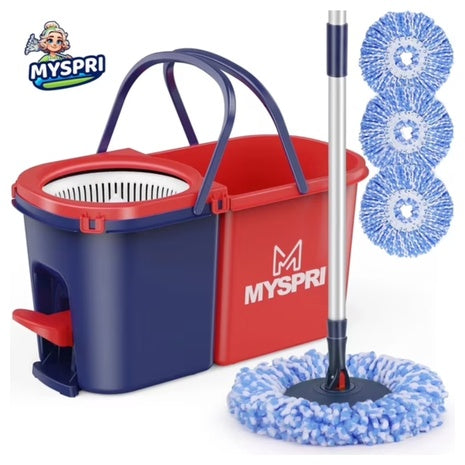 Spin Mop And Bucket System With Wringer Set