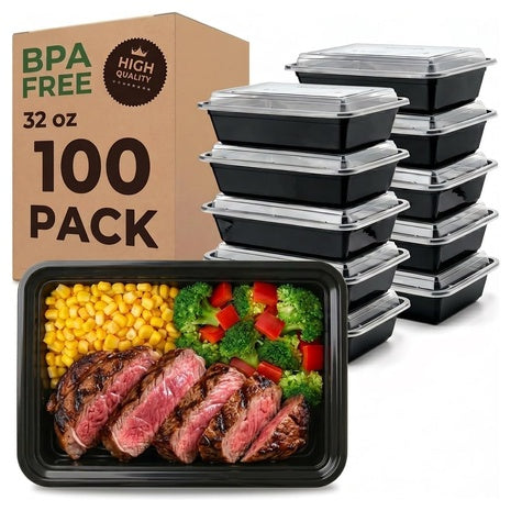 100 Meal Prep Containers with Lids (32oz)