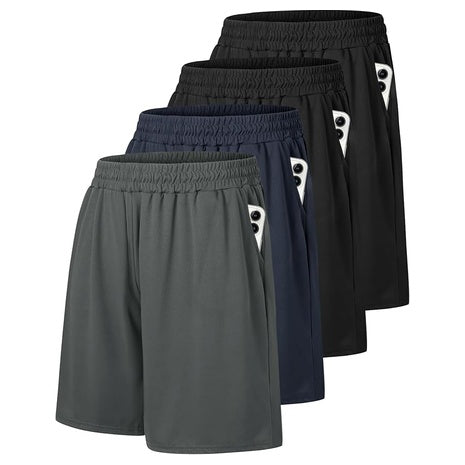 4-Pack Men's Basketball Athletic Shorts With Pockets