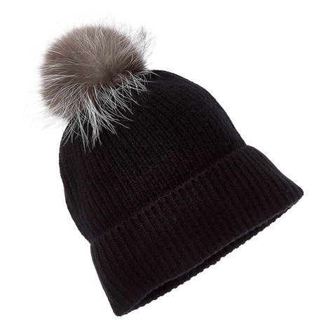 Amicale Women's Chunky Rib Knit Cashmere Hat