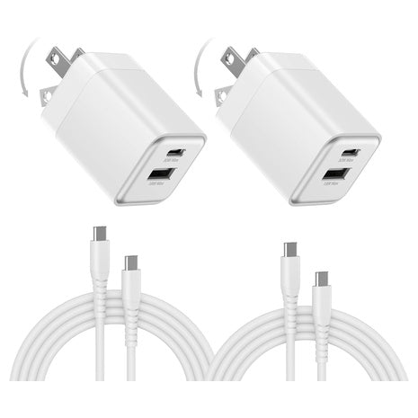 2-Pack Wegear 30W Dual-Port GaN USB-C Wall Charger W/ Cables