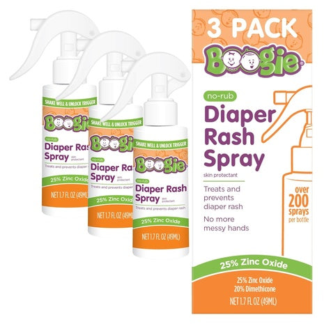 3 Pack of 1.7oz Baby Diaper Rash Cream Spray by Boogie Bottoms